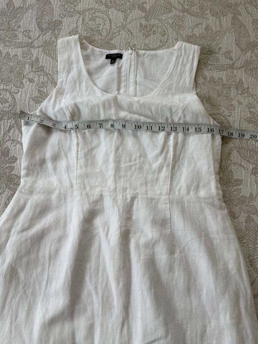 Talbots White Linen Embroidered Scalloped Hem Lined Tank Dress size 4P - Picture 8 of 10
